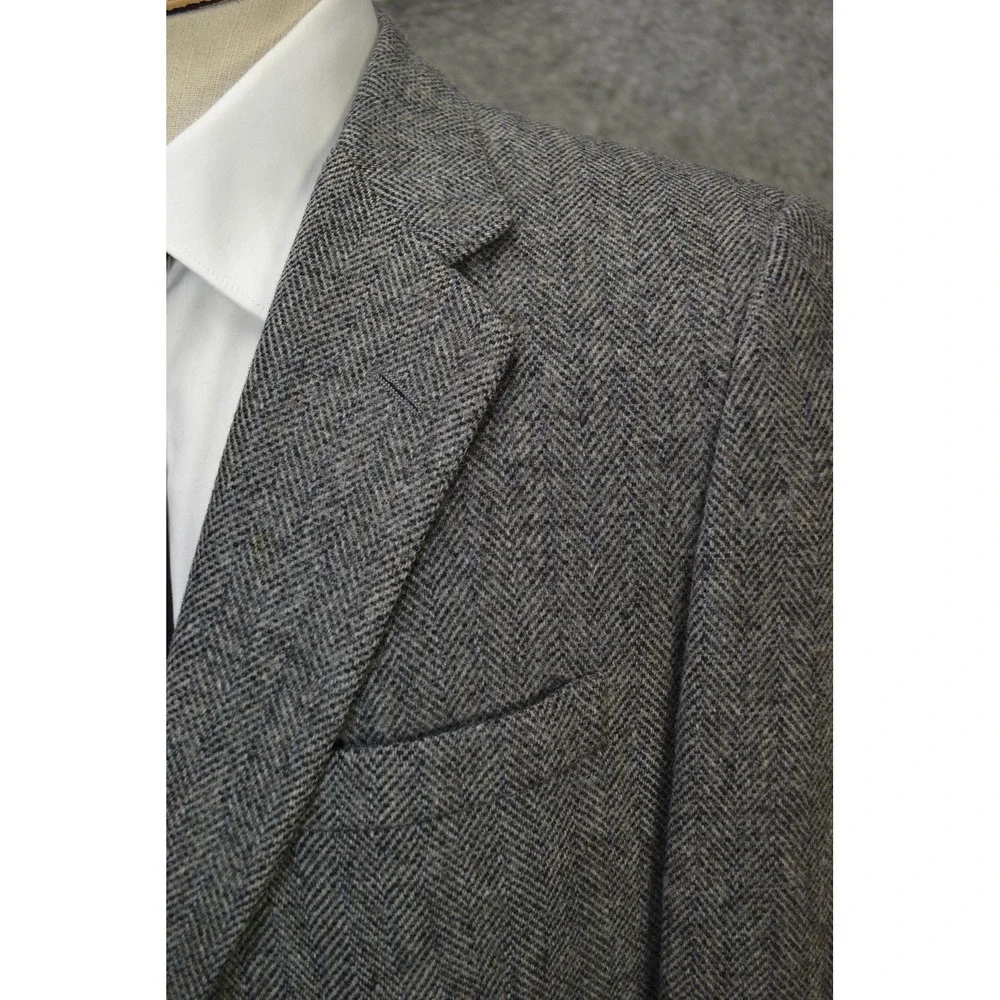 VTG Lanvin Blazer Mens 42 Gray Herringbone Scotland Camel Hair 90s Sport Coat‎